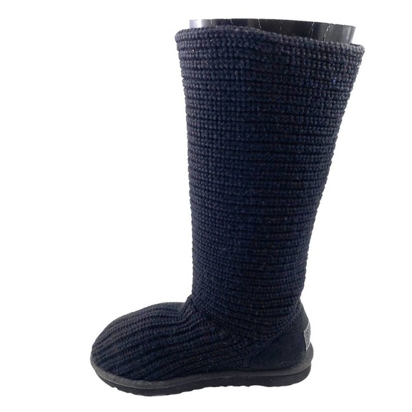 UGG 5819 Classic Cardy Black Knit Tall Sweater Boots Women's 6 - Picture 5 of 12